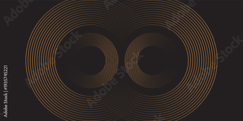 3D brown lines techno abstract background layer on dark blank space with circles shapes effect for backdrop, wallpaper. Modern cincept. Vector Illustration.