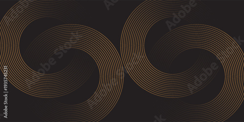 3D brown lines techno abstract background layer on dark blank space with circles shapes effect for backdrop, wallpaper. Modern cincept. Vector Illustration.