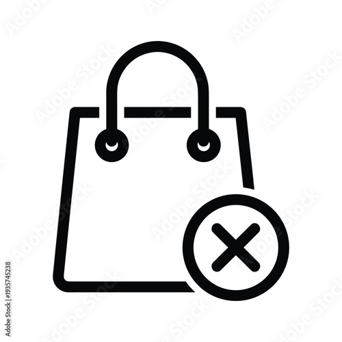 Empty shopping bag with a prohibition symbol indicating unavailability or closure