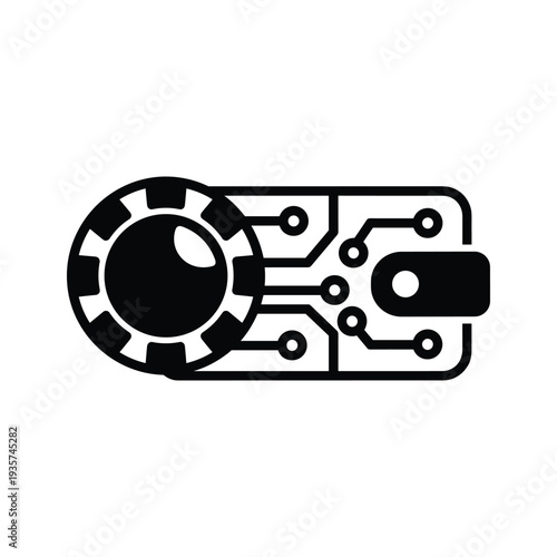 Futuristic circuit board with integrated rotary dial component design