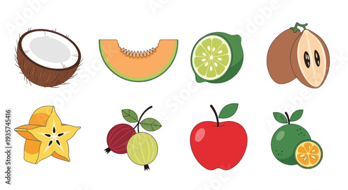 Colorful fruit assortment isolated on white