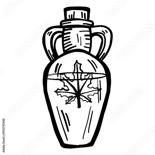 Amphora pot liquid leaf maple sketch