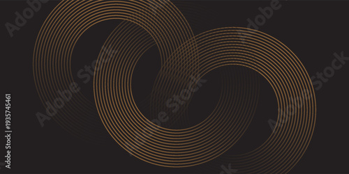 3D brown lines techno abstract background layer on dark blank space with circles shapes effect for backdrop, wallpaper. Modern cincept. Vector Illustration.