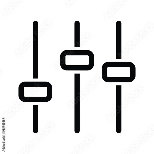 Three vertical sliders with rectangular handles in a minimalist design layout