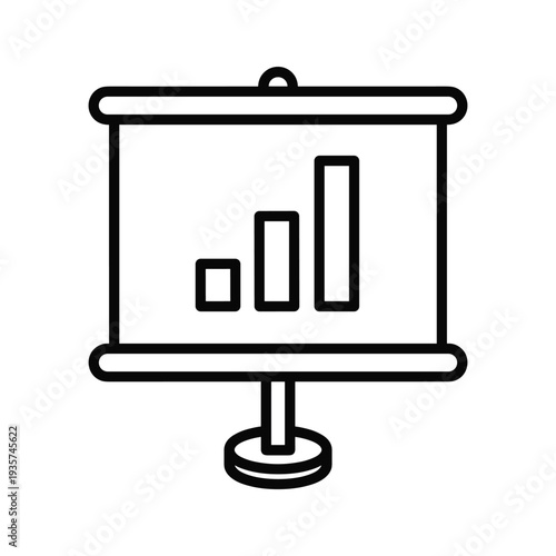 Presentation display with a bar chart on a flip chart stand for business meetings