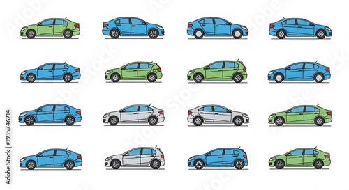Collection of Modern Cars in Various Colors and Styles.