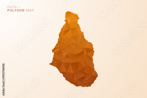 Montserrat Map - Low Poly Polygon Vector Illustration in Orange Hue, Clean Geometric Style, Isolated on White Background.