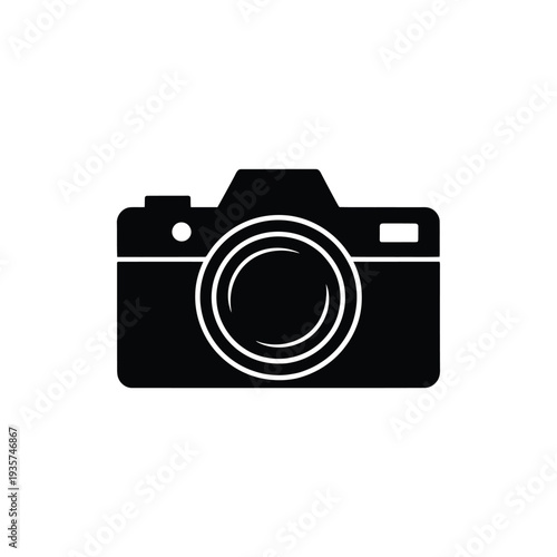 Simple black silhouette of a classic single lens reflex camera