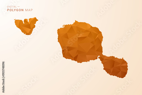 French Polynesia Map - Low Poly Polygon Vector Illustration in Orange Hue, Clean Geometric Style, Isolated on White Background.