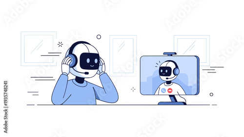 Robotic communication: robots in headsets engaging in virtual interaction
