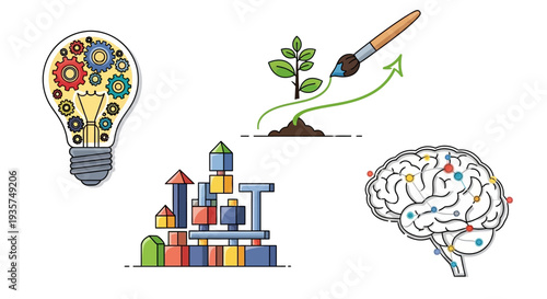 Creative ideas and innovation concepts visualized through art and technology