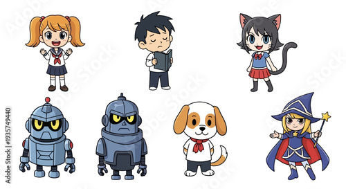 Colorful cartoon characters for kids and education