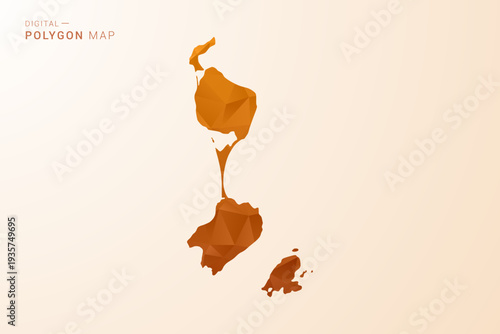 Saint Pierre and Miquelon Map - Low Poly Polygon Vector Illustration in Orange Hue, Clean Geometric Style, Isolated on White Background.