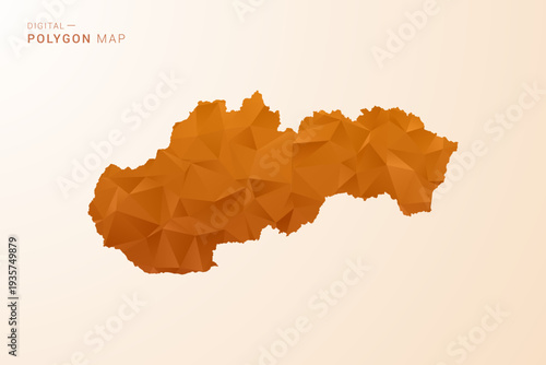 Slovakia Map - Low Poly Polygon Vector Illustration in Orange Hue, Clean Geometric Style, Isolated on White Background.