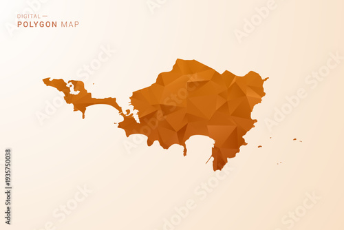 Sint Maarten Map - Low Poly Polygon Vector Illustration in Orange Hue, Clean Geometric Style, Isolated on White Background.