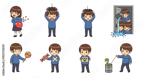 Playful kids enjoying Halloween pranks and tricks