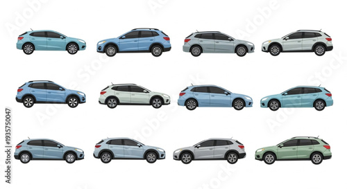 Collection of Modern SUV Cars in Various Colors.