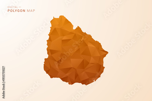 Uruguay Map - Low Poly Polygon Vector Illustration in Orange Hue, Clean Geometric Style, Isolated on White Background.