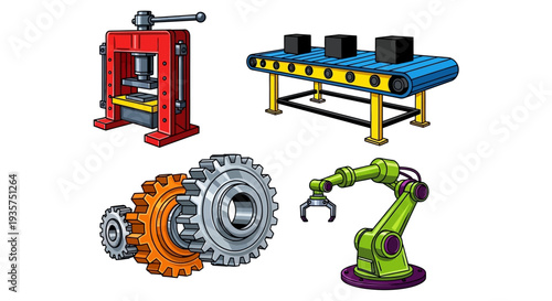Industrial machinery and robotic arm with gears