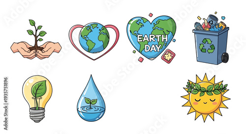 Vibrant Earth Day illustrations for eco friendly campaigns and sustainable living promotions