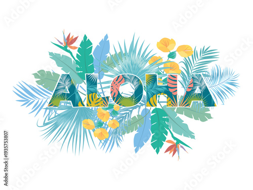 Aloha, Hawaiian Party Template Invitation. Best creative design for poster, flyer, presentation.