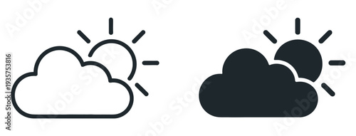 Partially Cloudy Logo and Icon Concept Vector for UI Design