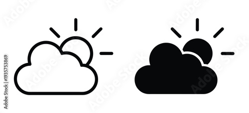 Partially Cloudy Icon Symbol Logo Vector Illustration for Web Design