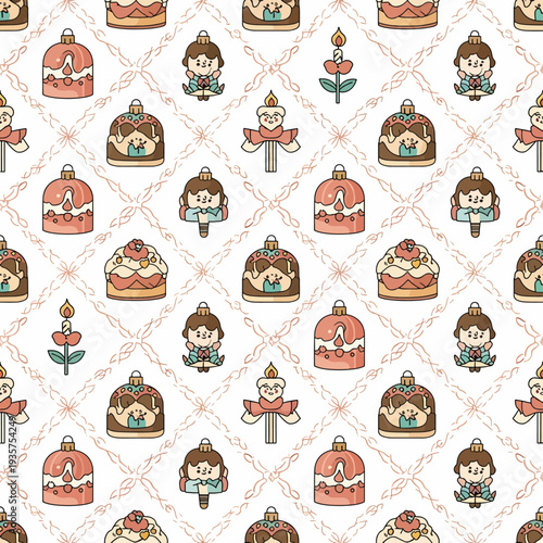 Russian Matryoshka Dolls Pattern Illustration.