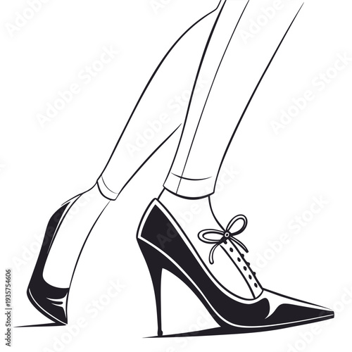 elegant female legs wearing high heels and an ankle bracelet,
