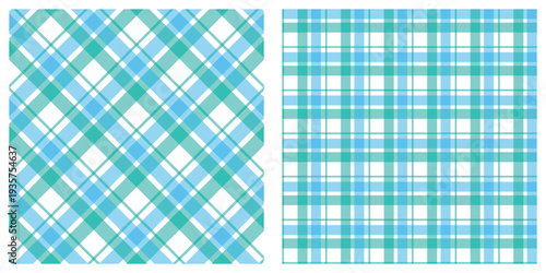 Blue and green plaid patterns, textile designs, fabric textures