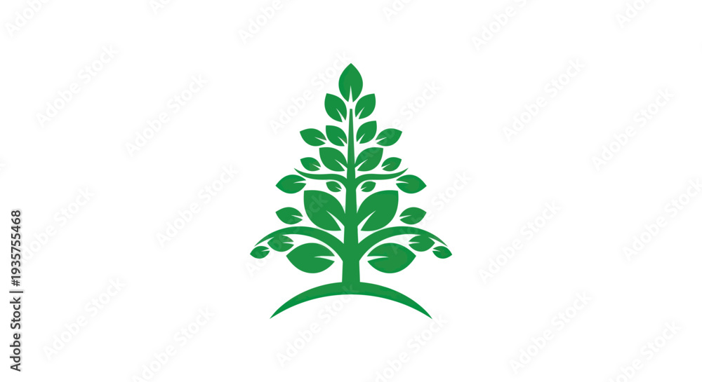 Obraz premium Green tree logo on white background