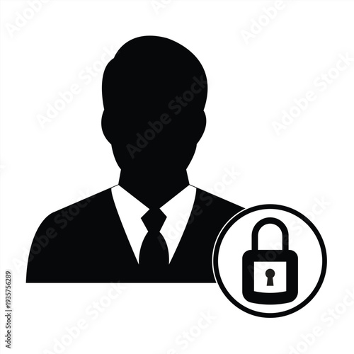 profile with lock icons. Closed account. User with padlock. Access to account. vector illustration