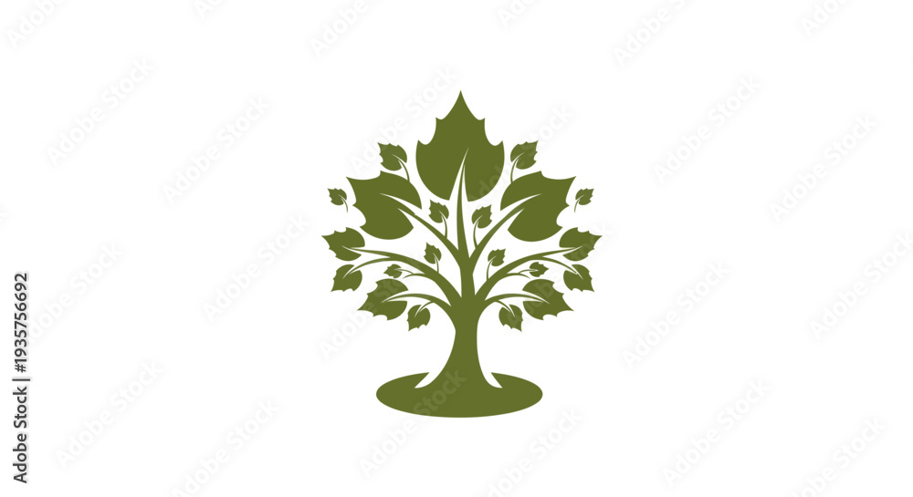 Fototapeta premium Green tree logo on white background