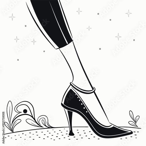 elegant female legs wearing high heels and an ankle bracelet,