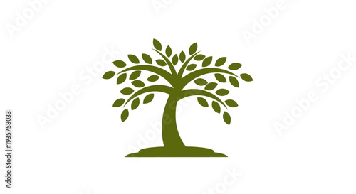 Green tree silhouette on white background