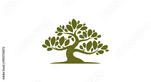 Green tree silhouette on white background