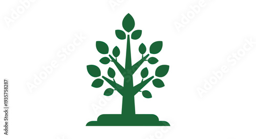 Green tree silhouette on white background