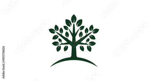 Green tree silhouette on white background