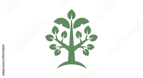 Green tree silhouette on white background