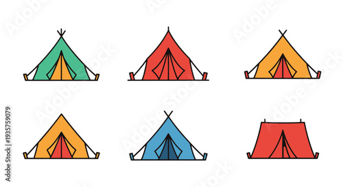 Emergency Tent Line soft tone color illustration