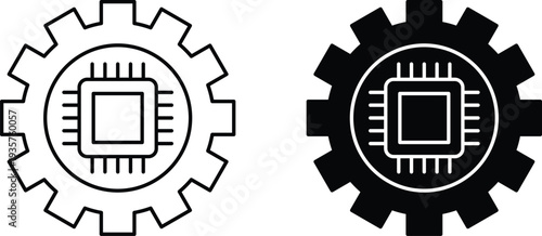 Vector icon gear with microchip technology and innovation symbol
