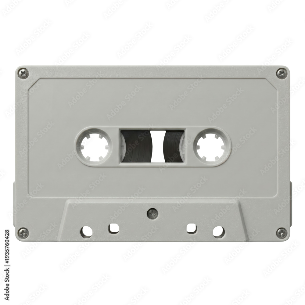 Fototapeta premium Blank white analog cassette tape on transparent background