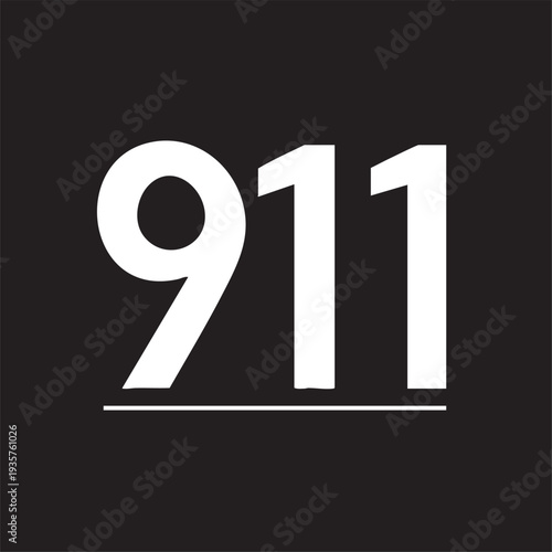 Emergency services phone number 911 on black background with white text and underline
