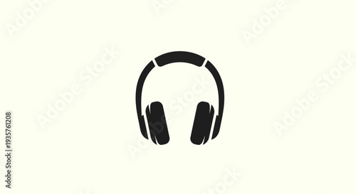 Headphones icon on beige background