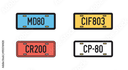 License Plate Line soft tone color illustration
