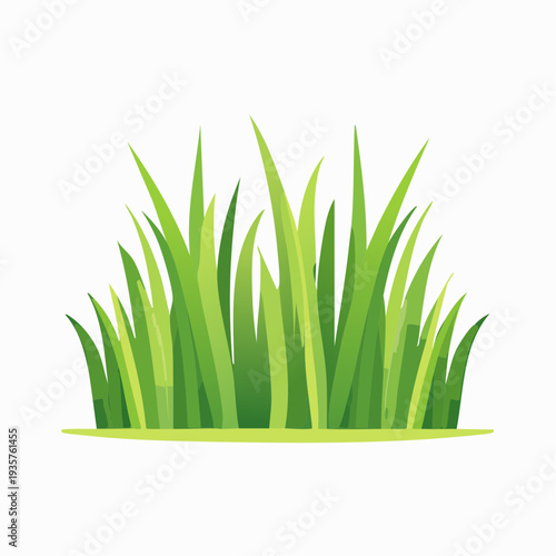 Green Grass Clump Illustration with Detailed Blades and Shadows