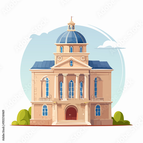 Grand classical architecture of a historic government building or institution with a prominent dome and columns