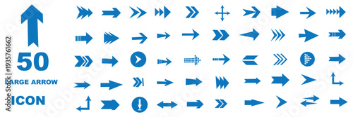 Blue large long arrow set to the right . Blue arrow isolated on white background . Long arrow icon set, right large line, blue cursor, horizontal element, thick pointer vector long arrow.....