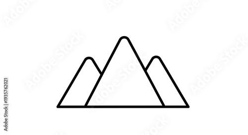 Simple Line Drawing of Three Mountains.