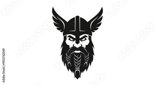 Viking Warrior Illustration with Beard and Helmet.